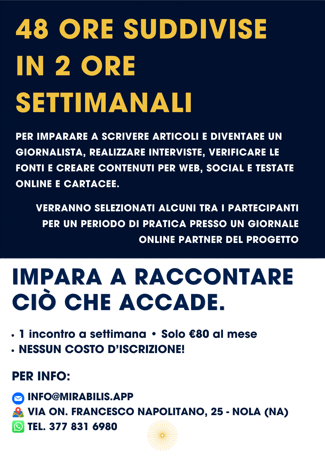 Corso di Giornalismo Mirabilis - secondo volantino