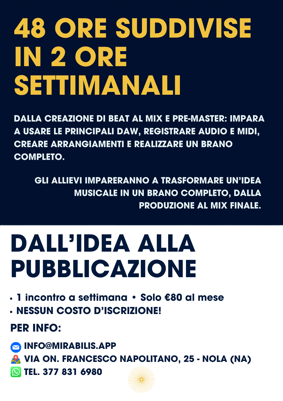 Corso di Produzione Musicale Mirabilis - secondo volantino