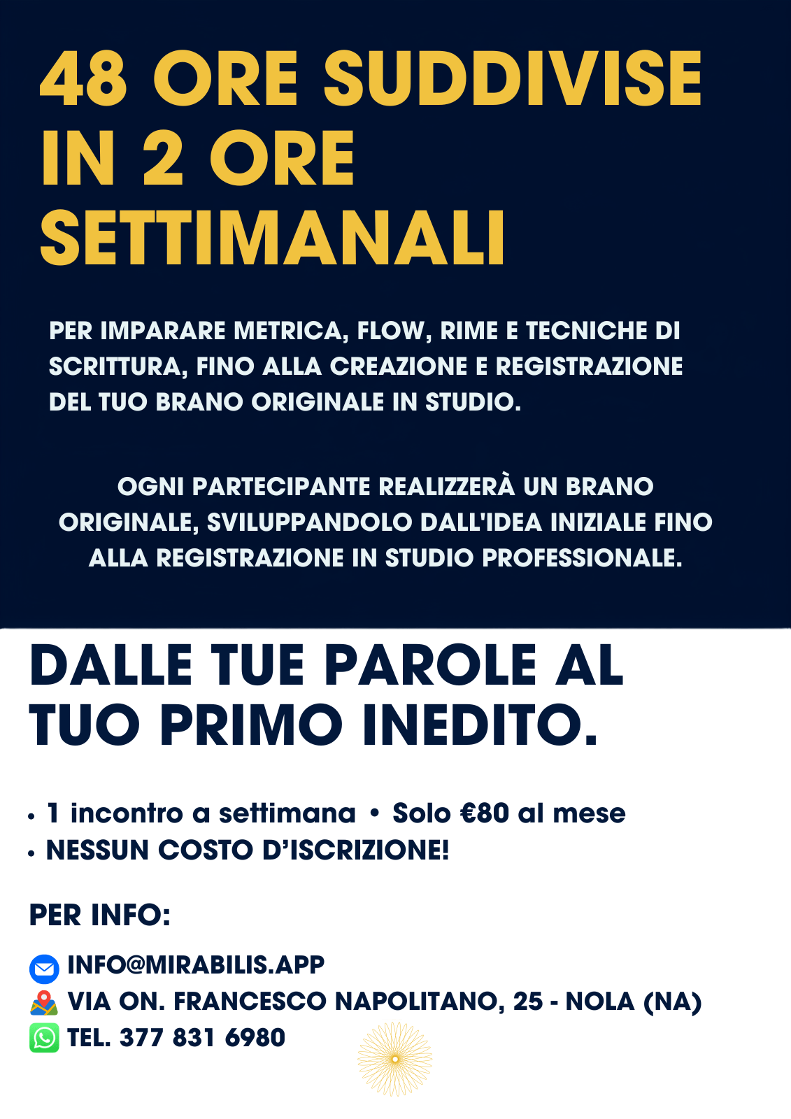 Corso di Scrittura Rap Mirabilis - secondo volantino